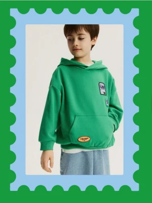 Reserved - Bluza oversize z kapturem - zielony