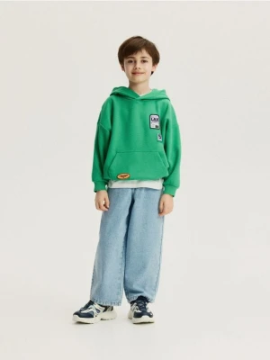 Reserved - Bluza oversize z kapturem - zielony