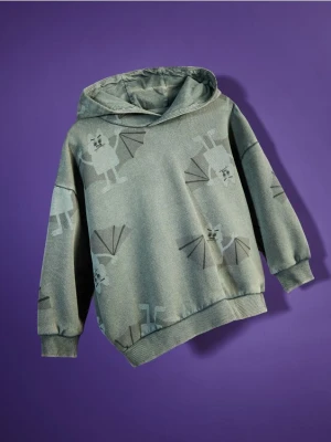 Reserved - Bluza oversize z nadrukiem - czarny