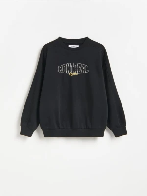 Reserved - Bluza oversize z nadrukiem - czarny