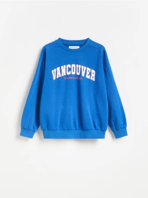 Reserved - Bluza oversize z nadrukiem - jasnoniebieski