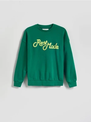 Reserved - Bluza oversize z nadrukiem - jasnozielony