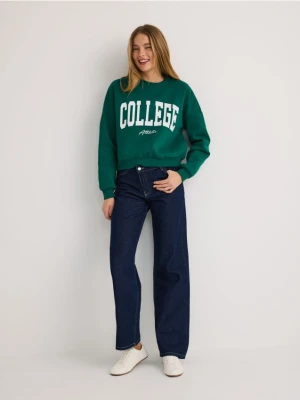 Reserved - Bluza oversize z nadrukiem - zielony
