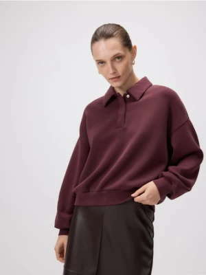 Reserved - Bluza polo z modalem - bordowy
