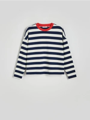 Reserved - Bluza regular w paski - granatowy