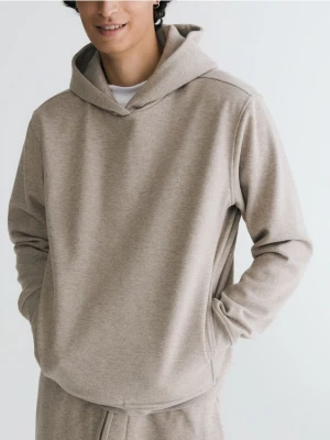 Reserved - Bluza regular z kapturem - beżowy