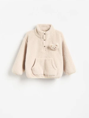 Reserved - Bluza sherpa ze stójką - kremowy