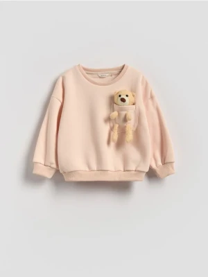 Reserved - Bluza z aplikacją 3d - złamana biel
