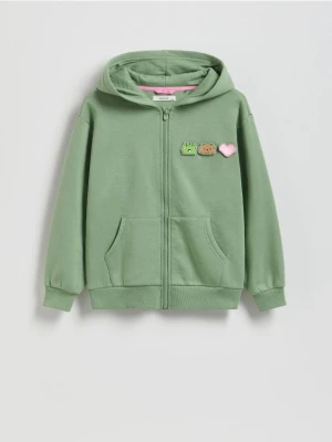 Reserved - Bluza z aplikacją Boffie & Poko - zielony