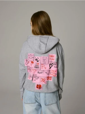 Reserved - Bluza z aplikacją na plecach - jasnoszary