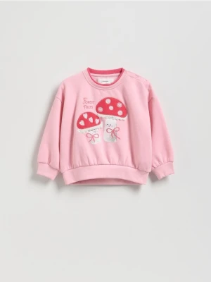 Reserved - Bluza z aplikacją - pastelowy róż