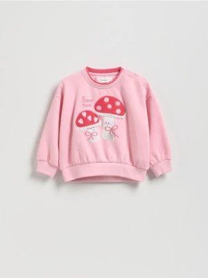 Reserved - Bluza z aplikacją - pastelowy róż