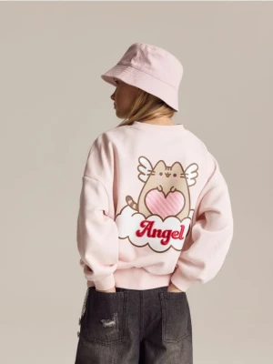 Reserved - Bluza z aplikacją Pusheen - pastelowy róż