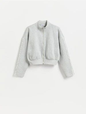 Reserved - Bluza z ażurowymi wstawkami - jasnoszary