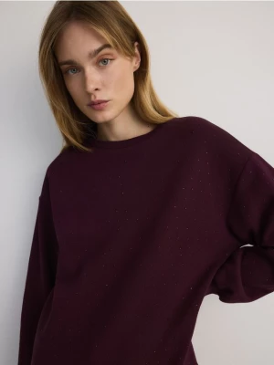 Reserved - Bluza z błyszczącą aplikacją - bordowy