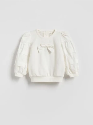 Reserved - Bluza z bufiastymi rękawami - złamana biel