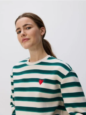 Reserved - Bluza z drobnym haftem - ciemnozielony