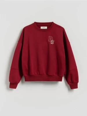 Reserved - Bluza z drobnym nadrukiem - bordowy
