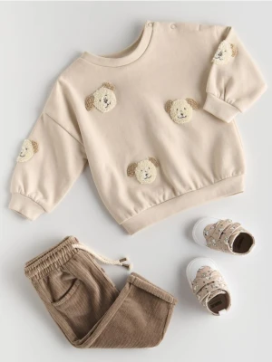 Reserved - Bluza z haftem - beżowy