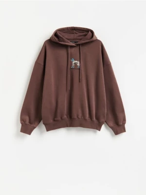 Reserved - Bluza z haftem - brązowy