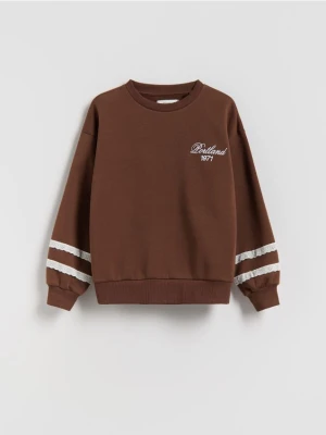 Reserved - Bluza z haftem - ciemnobrązowy