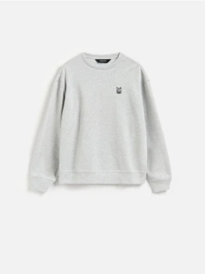 Reserved - Bluza z haftem - ciemnoszary