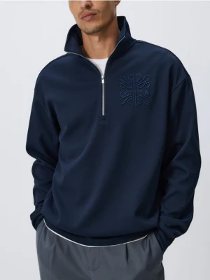 Reserved - Bluza z haftem - granatowy