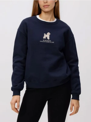 Reserved - Bluza z haftem - granatowy