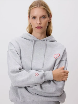 Reserved - Bluza z haftem - jasnoszary