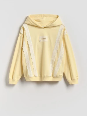 Reserved - Bluza z haftem - jasnożółty
