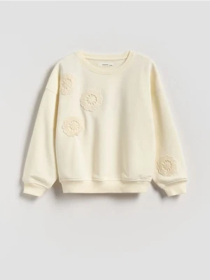 Reserved - Bluza z haftem - kremowy