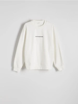 Reserved - Bluza z haftem - złamana biel