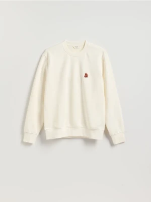 Reserved - Bluza z haftem - złamana biel