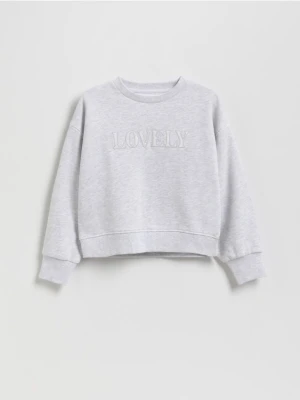 Reserved - Bluza z haftowanym napisem - jasnoszary