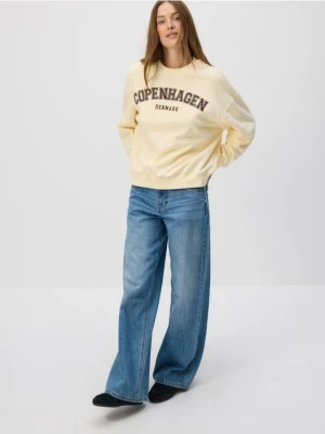 Reserved - Bluza z haftowanym napisem - jasnożółty