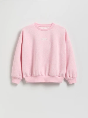 Reserved - Bluza z haftowanym napisem - różowy