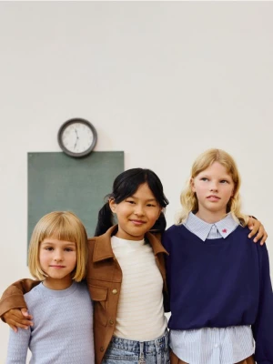 Reserved - Bluza z imitacją koszuli - granatowy