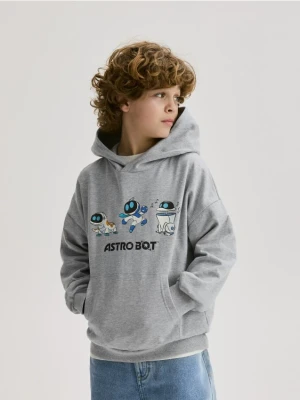 Reserved - Bluza z kapturem Astro Bot - jasnoszary