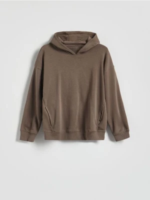 Reserved - Bluza z kapturem - ciemnobrązowy