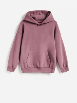 Reserved - Bluza interlock z kapturem - fioletowy