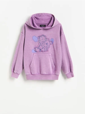 Reserved - Bluza z kapturem Garfield - fioletowy