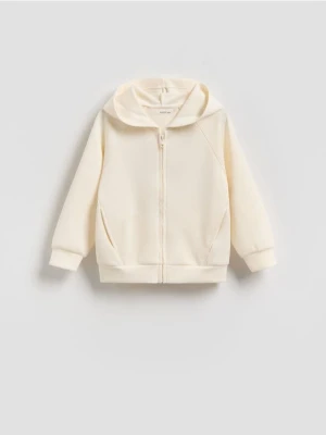 Reserved - Bluza z kapturem z modalem - złamana biel