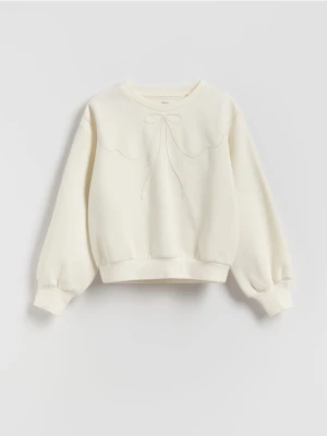 Reserved - Bluza z kokardą - złamana biel