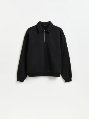 Reserved - Bluza z kołnierzykiem polo - czarny