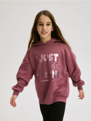 Reserved - Bluza z metalicznym nadrukiem - jasnofioletowy