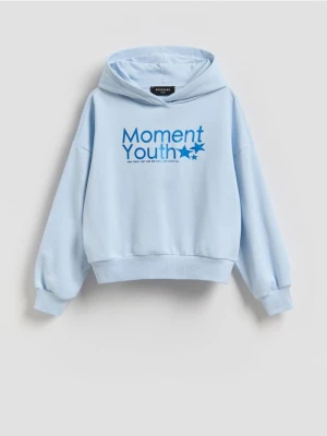 Reserved - Bluza z metalicznym nadrukiem - jasnoniebieski