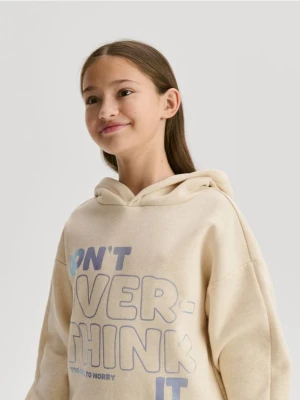 Reserved - Bluza z metalicznym nadrukiem - kremowy