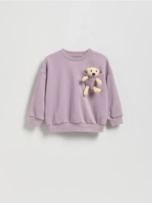 Reserved - Bluza z misiem - jasnofioletowy