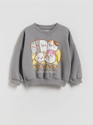 Reserved - Bluza z nadrukiem Bananya - ciemnoszary
