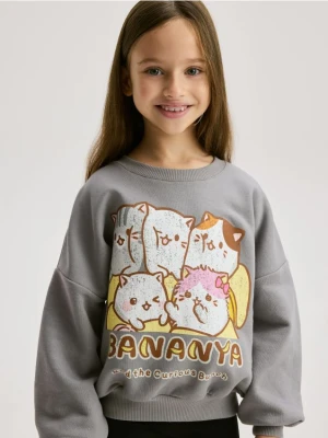 Reserved - Bluza z nadrukiem Bananya - ciemnoszary
